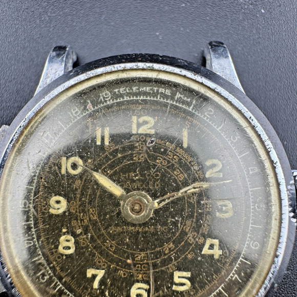 Vintage Swiss Chronograph Watch Telemetre Dial Untested